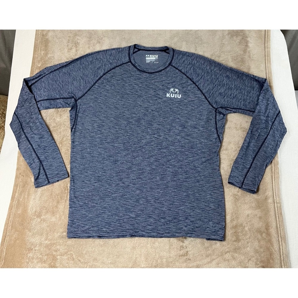 KUIU Base Layer Shirt Merino Blend 105 LS Crew-T Men's XL Blue Heathered EUC